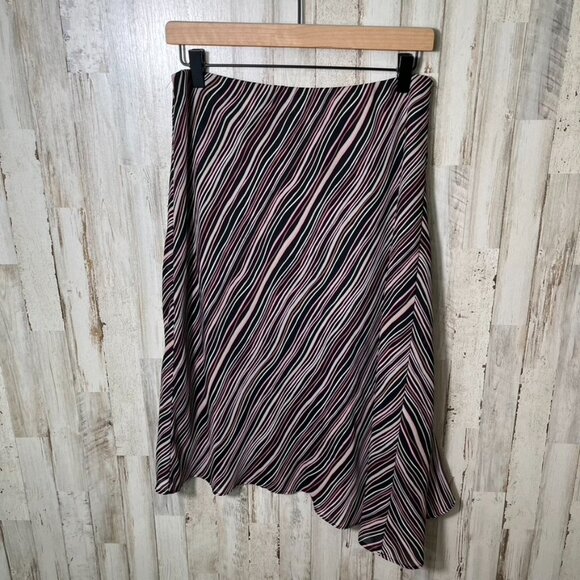 Vintage 90s Worthington Stripe Asymmetrical‎ Midi Skirt Womens Size 10/Medium - Picture 4 of 4